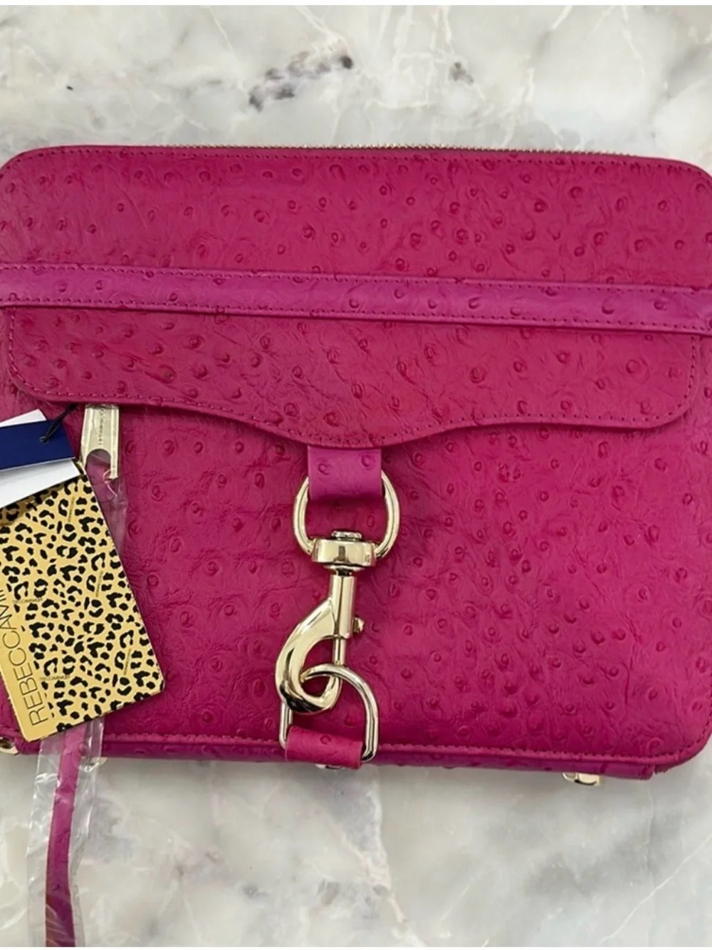 Rebecca Minkoff Hot Pink Ostrich-Embossed iPad case